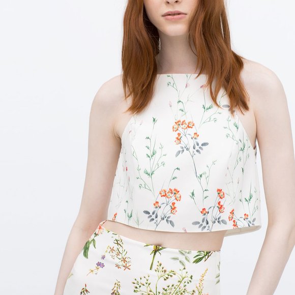 Zara Floral Print Crop Top - Picture 2 of 4